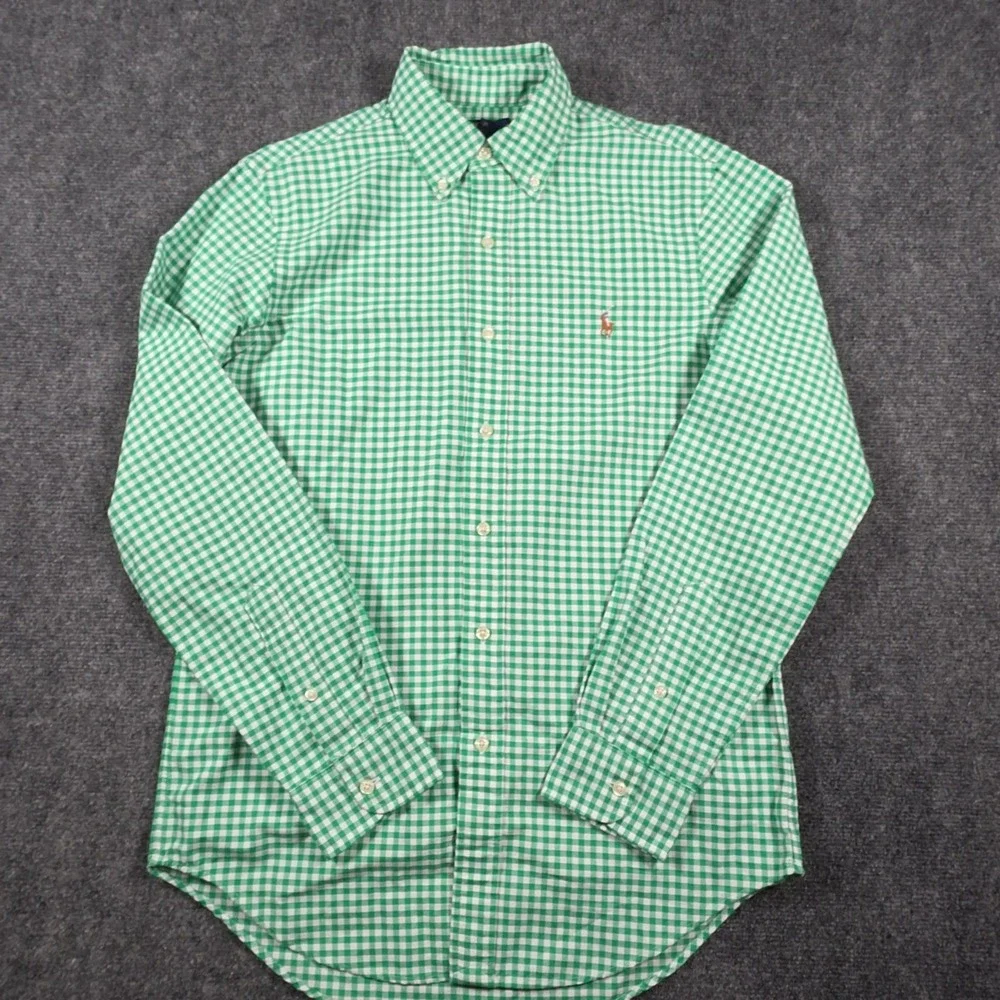 NWT Polo Ralph Lauren Oxford Shirt Mens Small Green Gingham Flesh Pony OCBD
